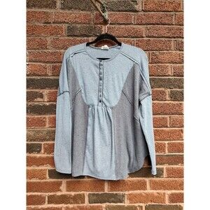 Unicorn tribe boutique women's size large Gibson gray thermal waffle top boho